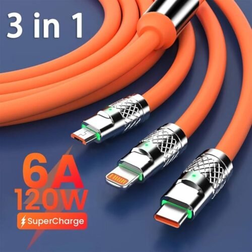 Charger 3 in 1 USB Cable for iPhone, All Android Phones Micro USB and Type C