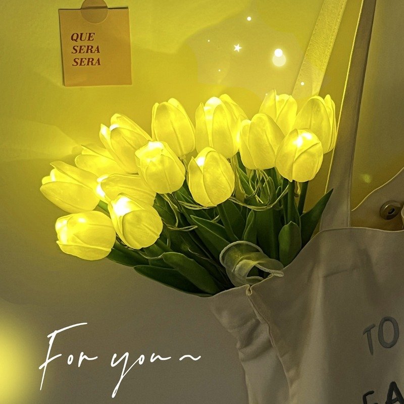 10Pcs LED Tulip Flowers Night Light Battery Powered