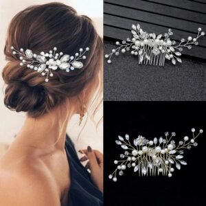 Handmade Pearl Crystal Leaf Tiara Headband For Ladies