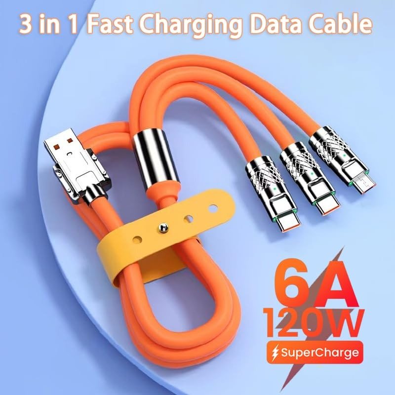 Charger 3 in 1 USB Cable for iPhone, All Android Phones Micro USB and Type C - Image 4