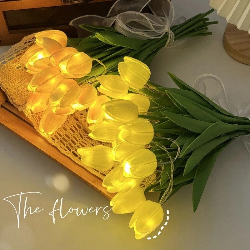 10Pcs LED Tulip Flowers Night Light Battery Powered - Image 2