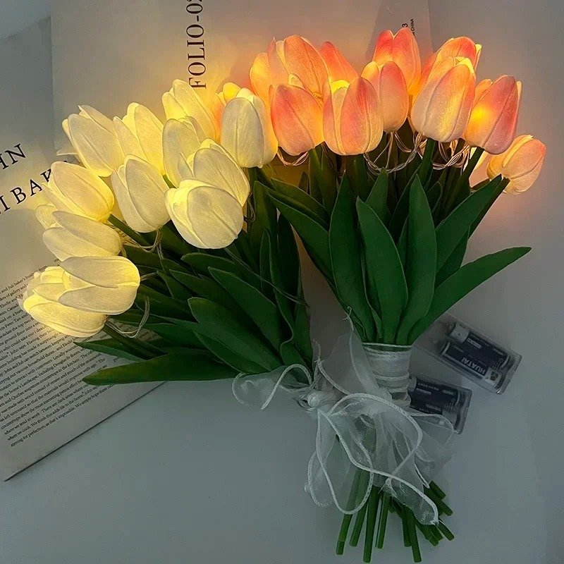 10Pcs LED Tulip Flowers Night Light Battery Powered - Image 3